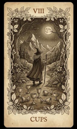 Eight of Cups in the Wildflower deck style