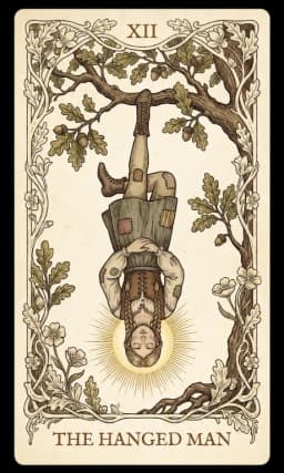 The Hanged Man in the Wildflower deck style