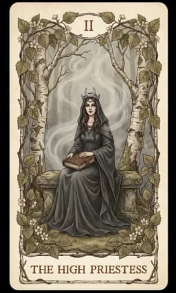 The High Priestess in the Wildflower deck style