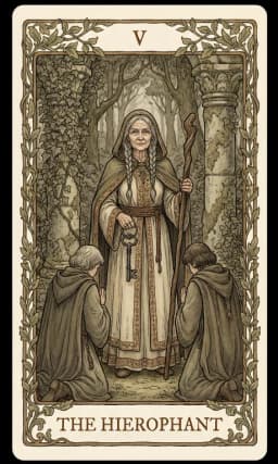 The Hierophant in the Wildflower deck style