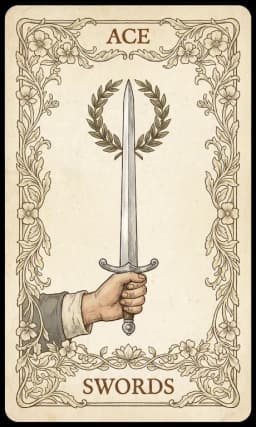 Ace of Swords in the Wildflower deck style