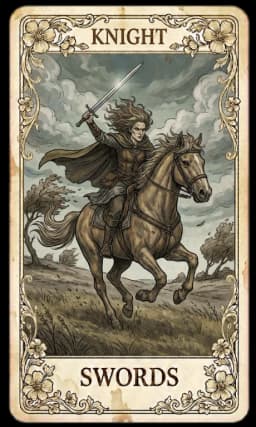 Knight of Swords in the Wildflower deck style