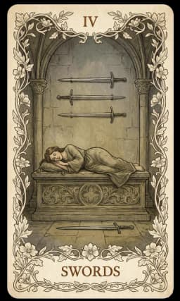 Four of Swords in the Wildflower deck style