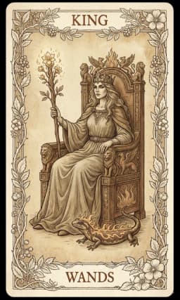 King of Wands in the Wildflower deck style
